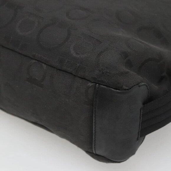 Salvatore Ferragamo Gancini Bag Canvas Leather Black Silver Auth bs26905 - Picture 2 of 16